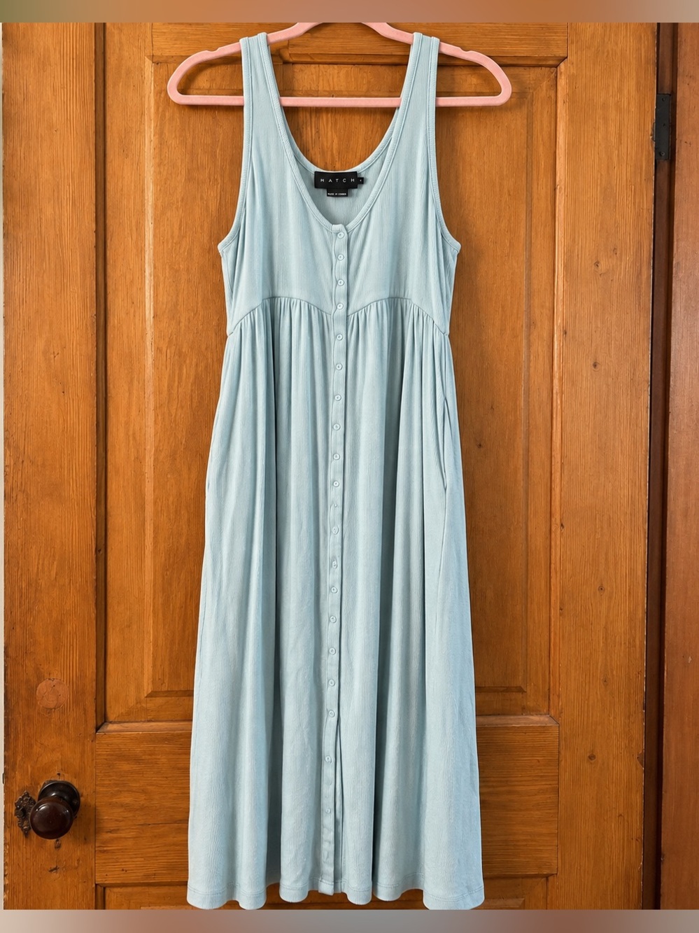 HATCH Size 3 Softest Rib Nursing Tank Maxi midi Dress baby powder Blue Maternity